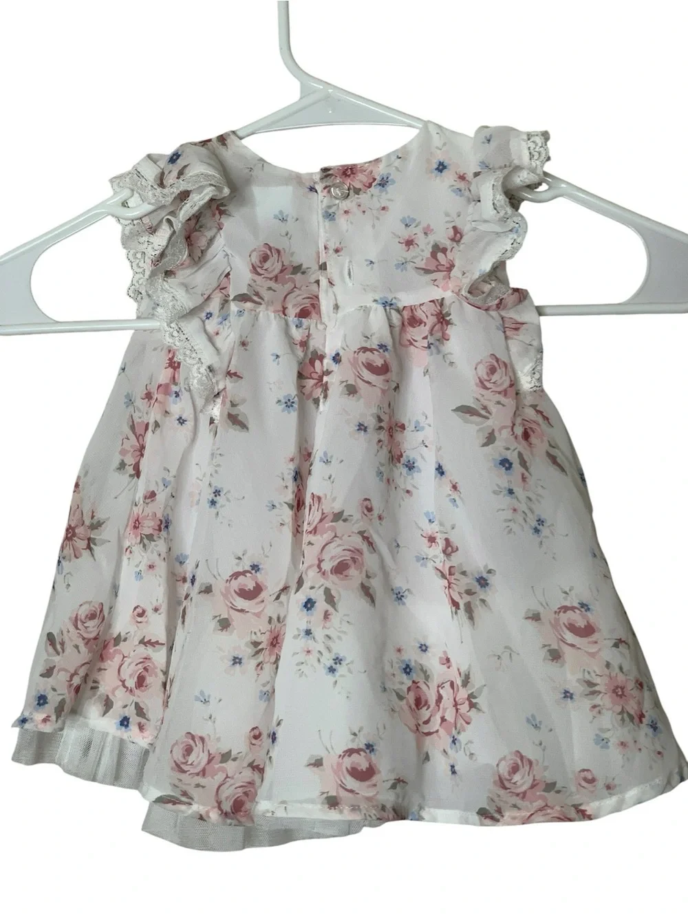 Edgehill Collection Baby Girl Lined Floral Dress Size 6M Lace Bows Tulle Ruffle
